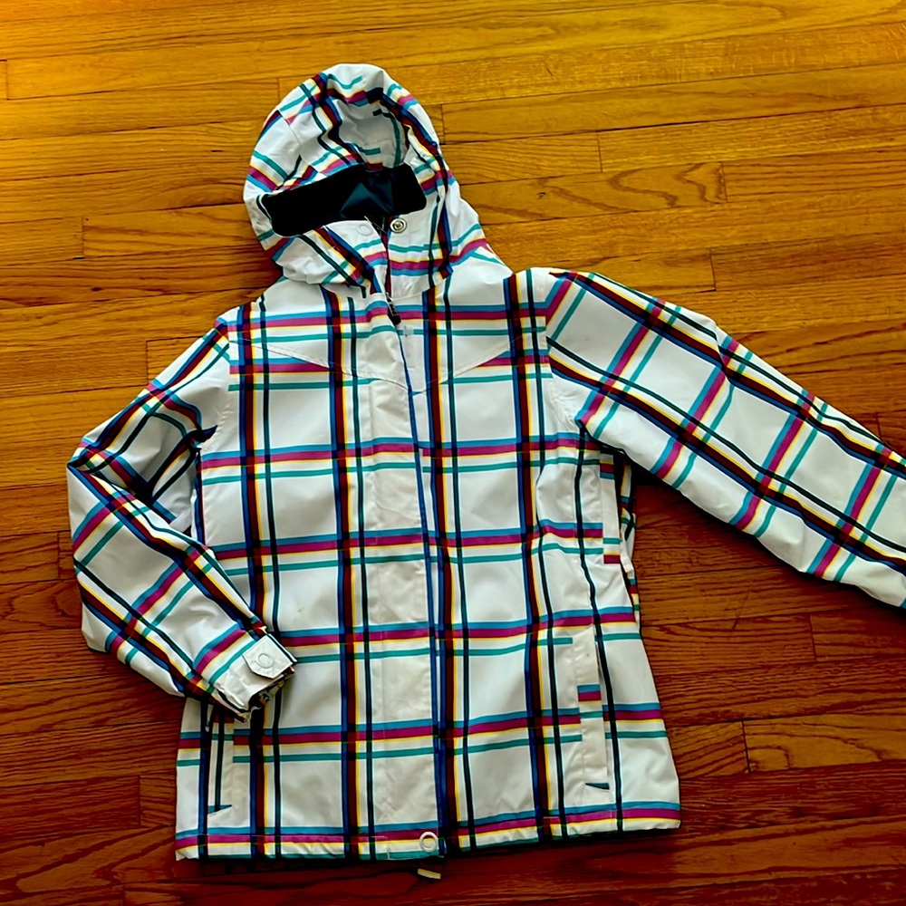 Empire women’s ski snowboarding jacket size M white pink teal